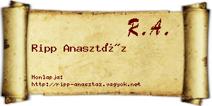 Ripp Anasztáz névjegykártya